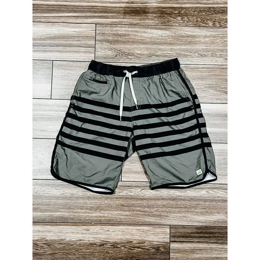 Vuori Green and Black Stripe Banks Athletic Short Size Small